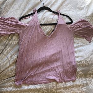 Contemporary peekaboo shoulder top